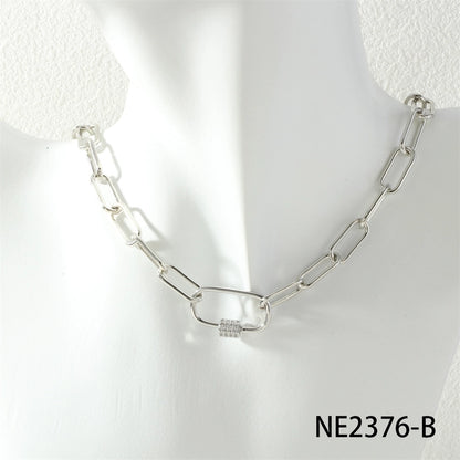 Jewelry IG Style Cool Style Oval Copper Zircon Necklace