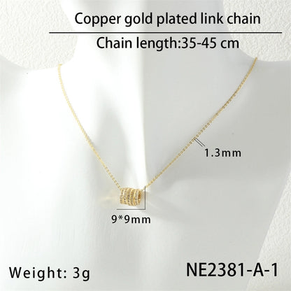 Jewelry Lady Simple Style Geometric Copper Zircon Necklace