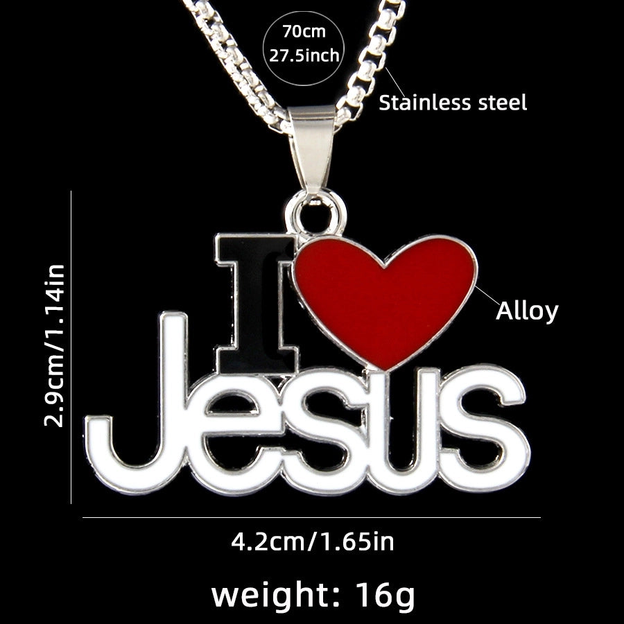 Hip-Hop Letter Heart Shape 201 Stainless Steel Alloy Enamel Unisex Pendant Necklace