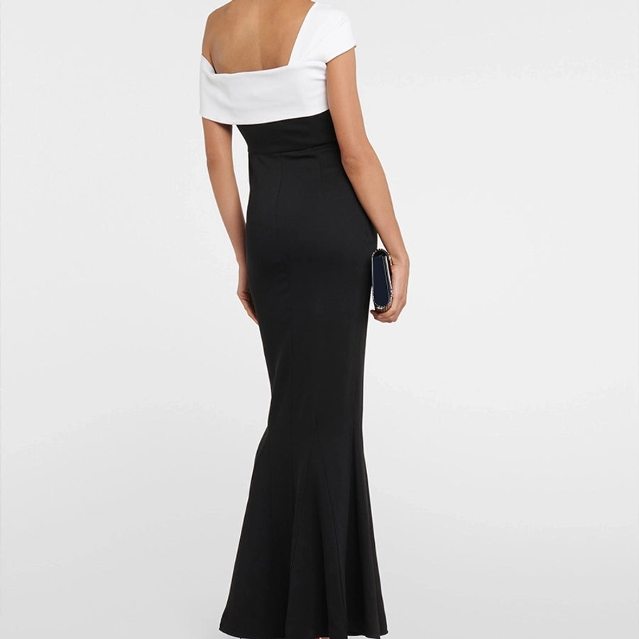 Women's Sheath Dress Vacation Simple Style Oblique collar Short Sleeve Solid Color Maxi Long Dress Holiday Daily