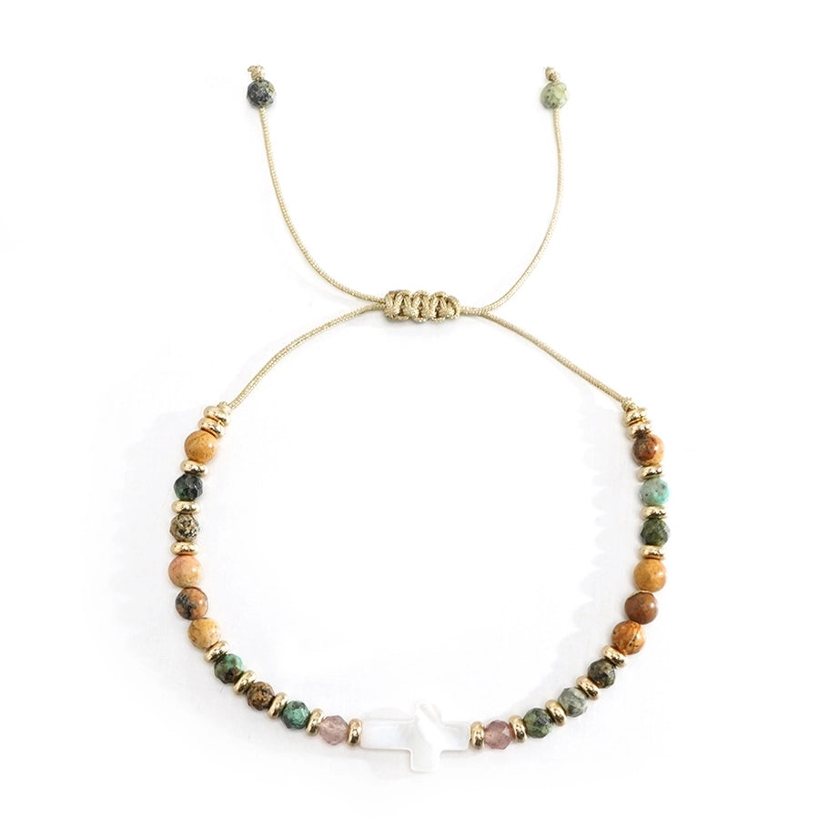 Bohemian Cross natural stone Shell  String Bracelets