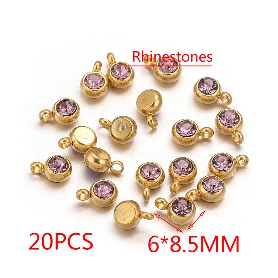 20 PCS/Package Diameter 6 mm 304 Stainless Steel Geometric Pendant Jewelry Accessories