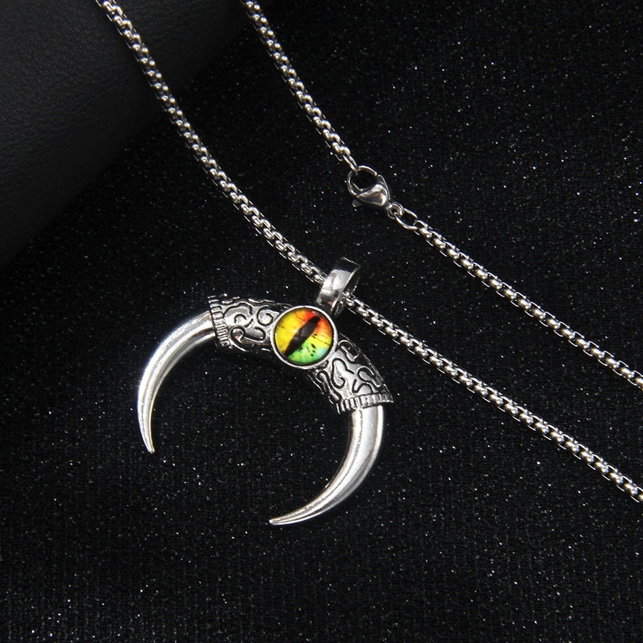 Hip-Hop Vintage Style Devil's Eye Horns 201 Stainless Steel Alloy Plating Unisex Pendant Necklace