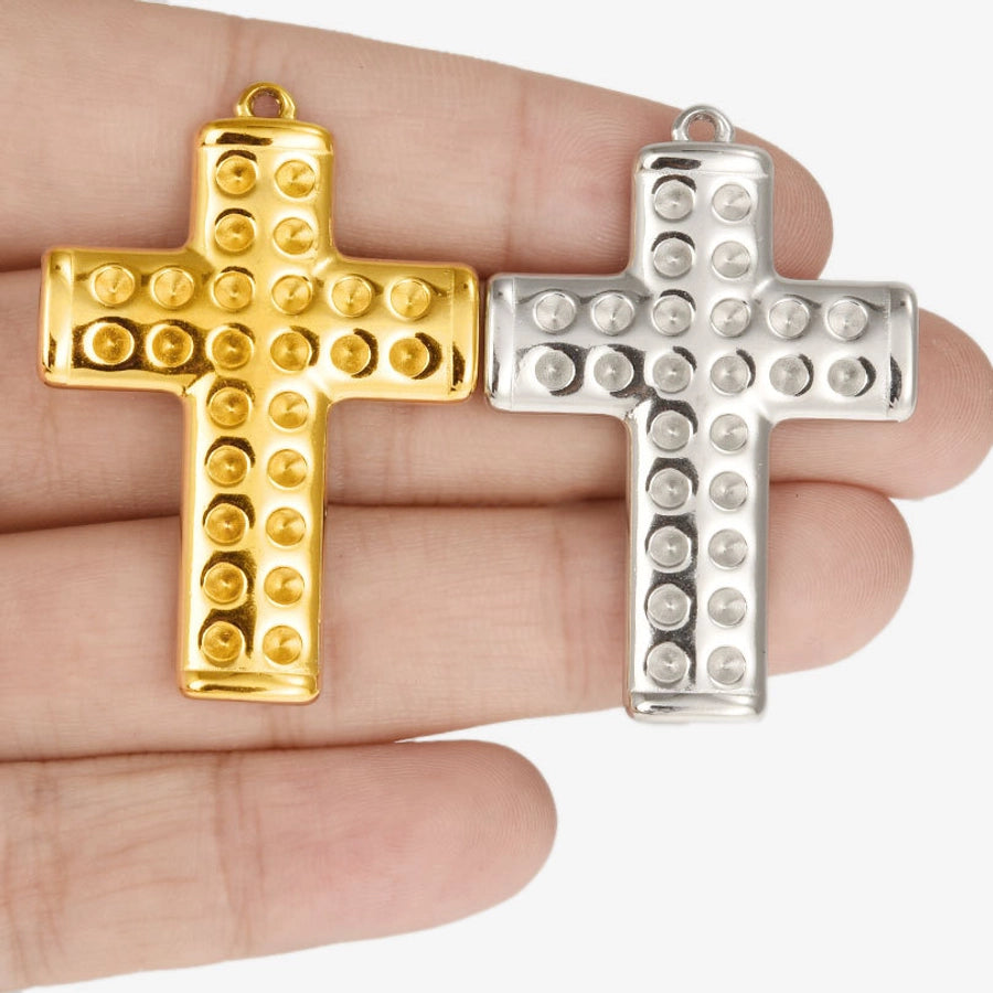 1 Piece 3*4.3mm 304 Stainless Steel 18K Gold Plated Cross Pendant Jewelry Accessories