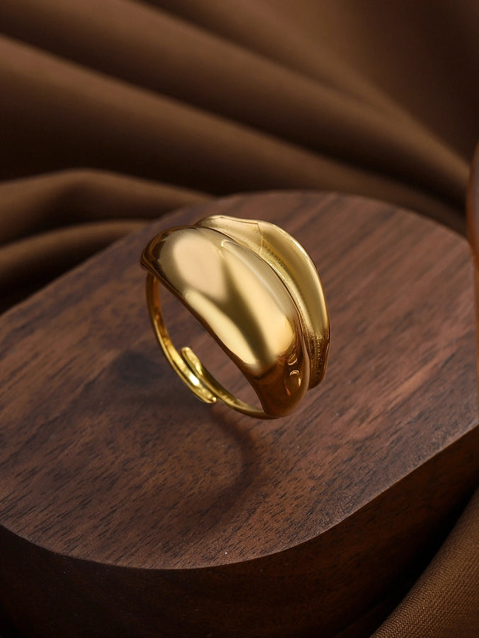 Jewelry Elegant Classical Vintage Style Geometric Water Droplets 316L Stainless Steel  Titanium Steel Wide Band Rings Open Rings