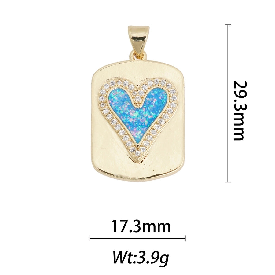 1 Piece Copper Moon Heart Shape Rose Pendant