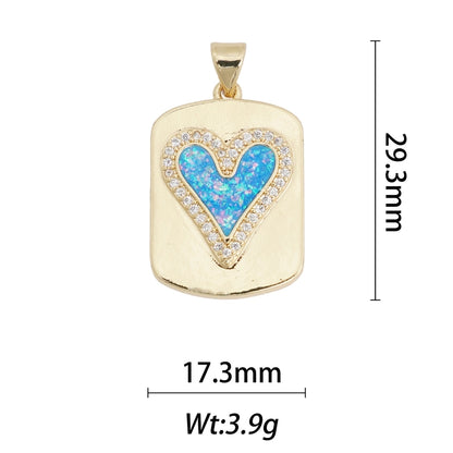1 Piece Copper Moon Heart Shape Rose Pendant