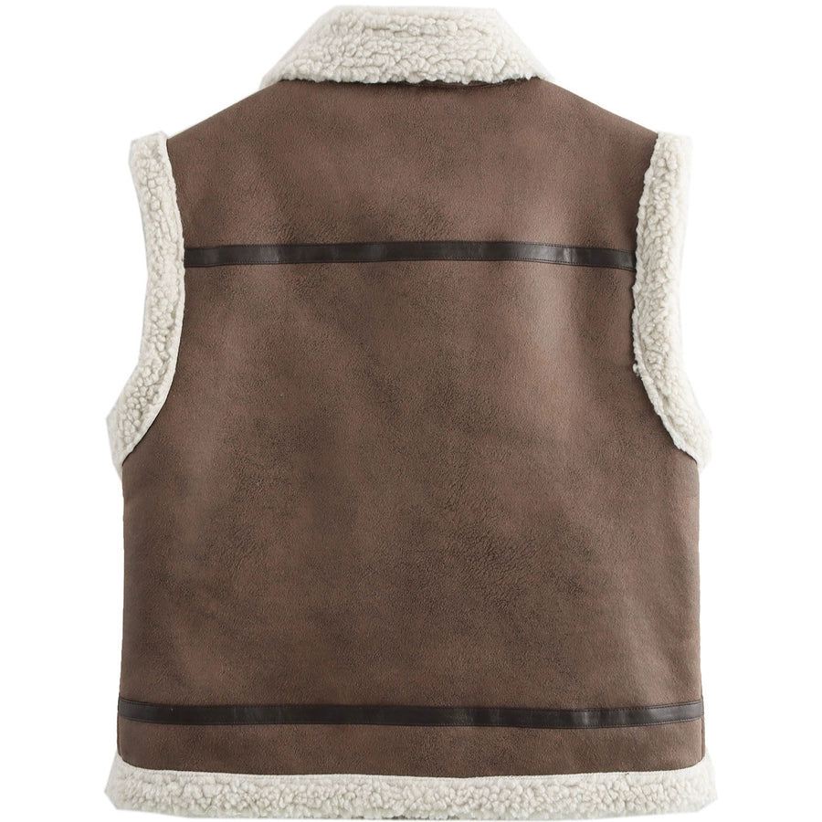 Women's Vacation Simple Style Solid Color Zipper Vest Casual Jacket