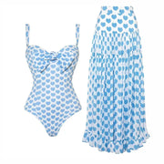 Blue One-Piece Umbrella Skirt Suit