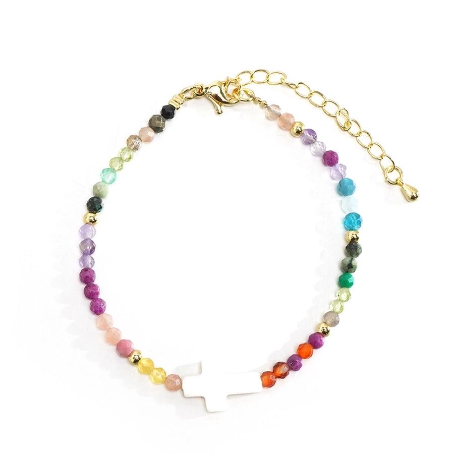 Bohemian Cross 304 Stainless Steel natural stone Shell Beaded Chain String Bracelets