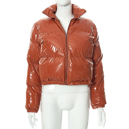 Women's Streetwear Solid Color Zipper Coat cotton clothes