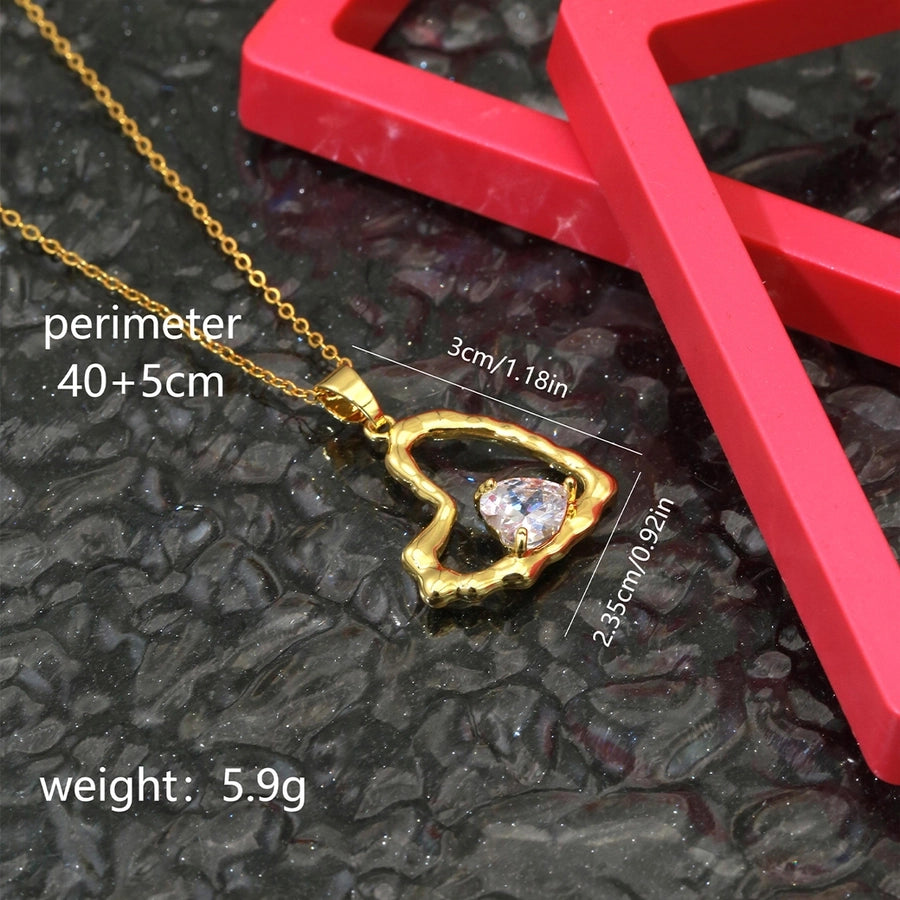 Simple Style Heart Shape 304 Stainless Steel Copper Plating Inlay Zircon K Gold Plated Women's Pendant Necklace