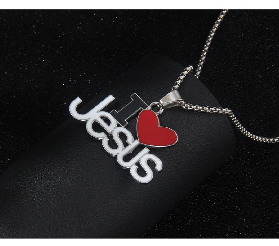 Hip-Hop Letter Heart Shape 201 Stainless Steel Alloy Enamel Unisex Pendant Necklace