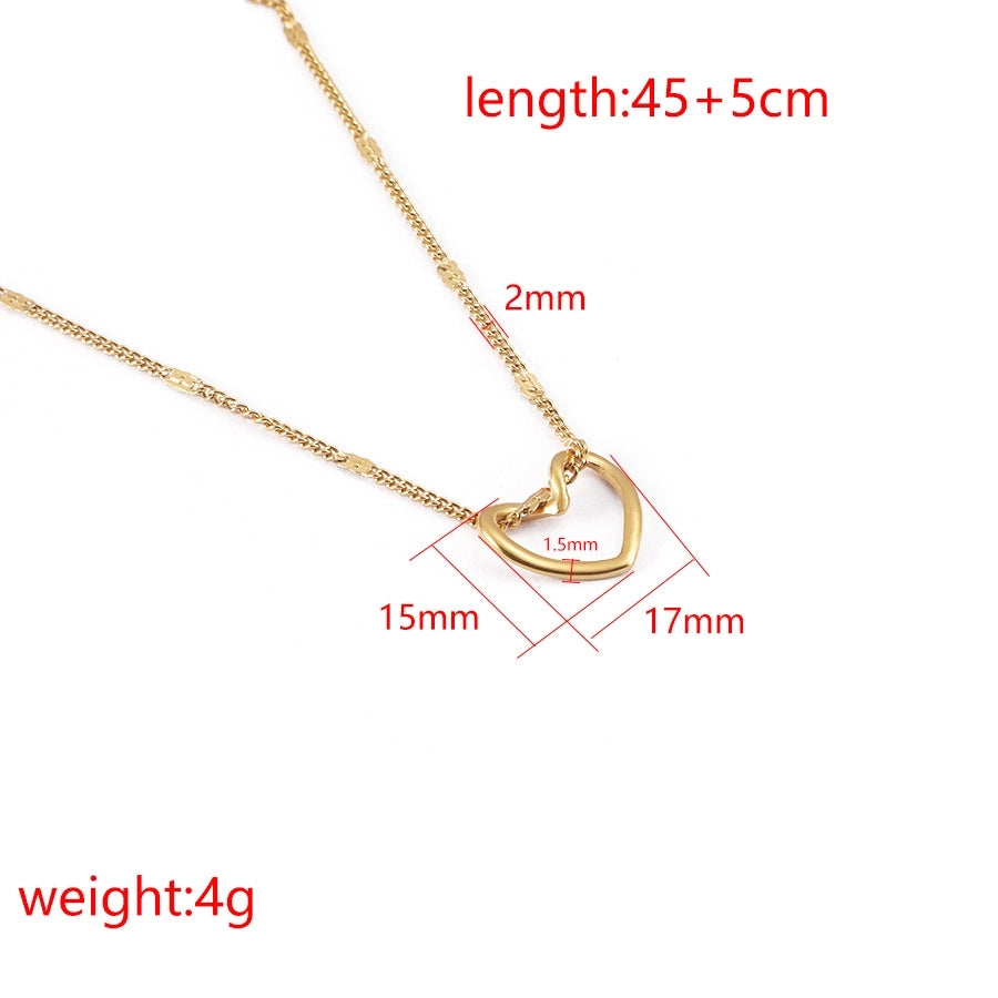 Jewelry Simple Style Classic Style Heart Shape 304 Stainless Steel Plating Pendant Necklace