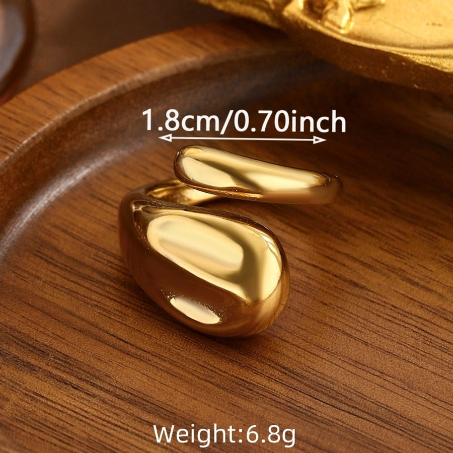 Jewelry Elegant Classical Vintage Style Geometric Water Droplets 316L Stainless Steel  Titanium Steel Wide Band Rings Open Rings