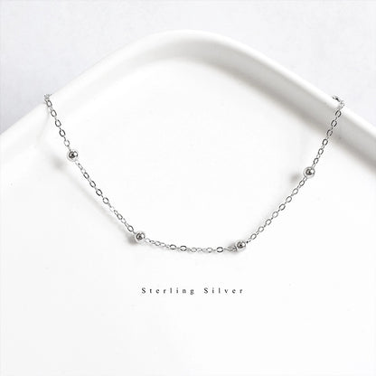 new s925 sterling silver beads cross chain anklet Korea  temperament simple foot ornaments personalized jewelry