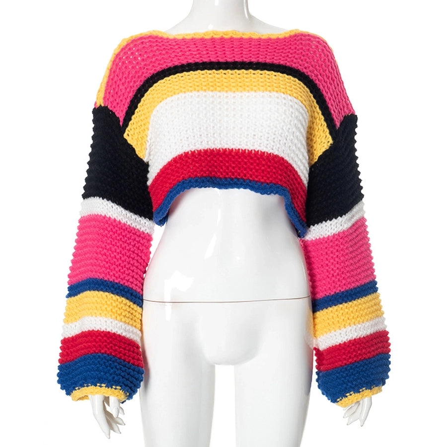 Women's Sweater Long Sleeve Sweaters & Cardigans Streetwear Color Block