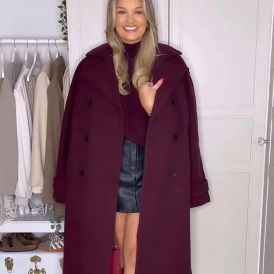 Women's Preppy Style Solid Color Coat Woolen Coat