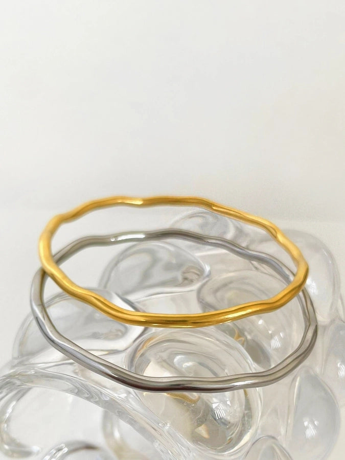 IG Style Nordic Style Luxurious Geometric 316L Stainless Steel  18K Gold Plated Zircon Bangle In Bulk Stainless Steel Bracelets