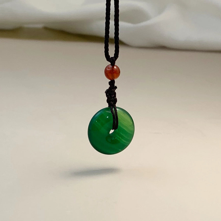 Simple Style Round Jade rope Woven Chain Pendant Necklaces