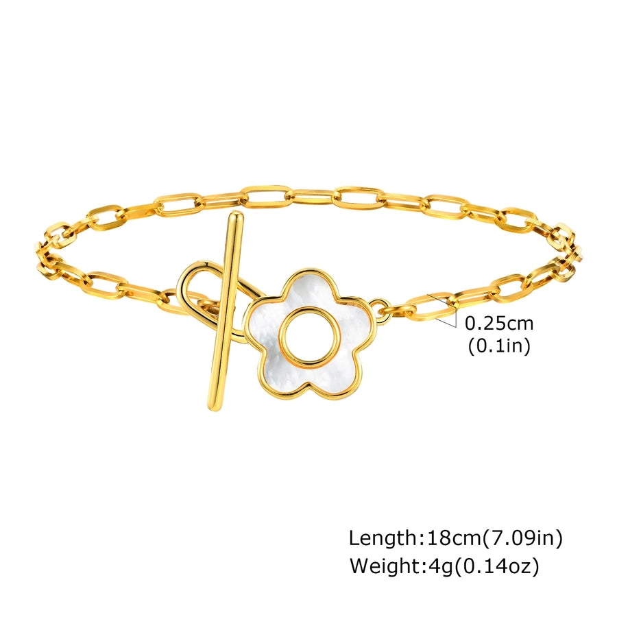 Jewelry IG Style Flower 201 Stainless Steel Copper Zircon 18K Gold Plated Bracelets