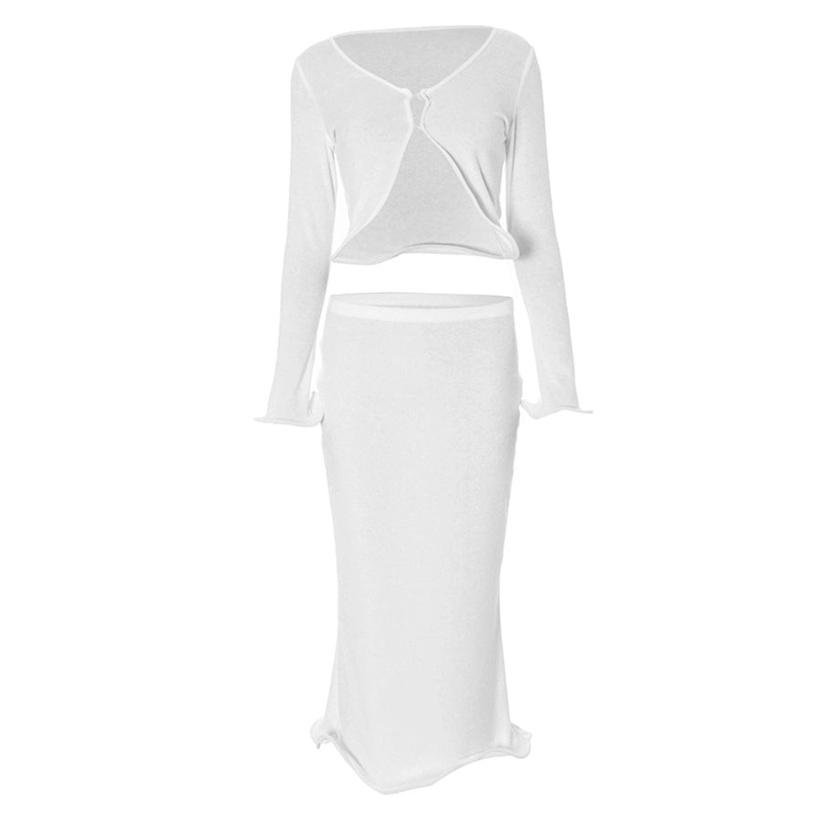 Daily Women's Streetwear Solid Color Spandex Polyester Skirt Sets Skirt Sets