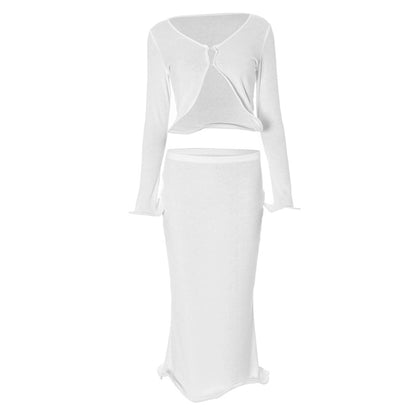 Daily Women's Streetwear Solid Color Spandex Polyester Skirt Sets Skirt Sets