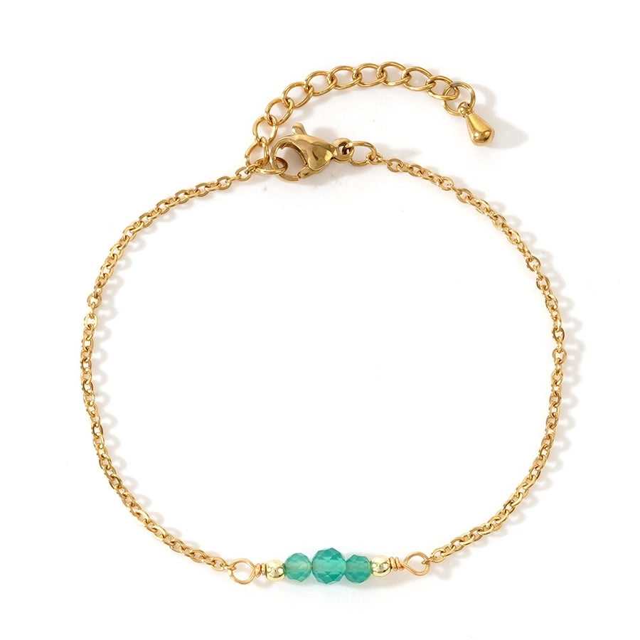 Bohemian Round 304 Stainless Steel natural stone cable chain String Bracelets