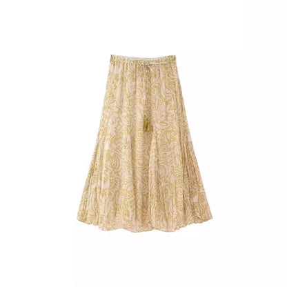 Summer Simple Style Flower Polyester Midi Dress Skirts