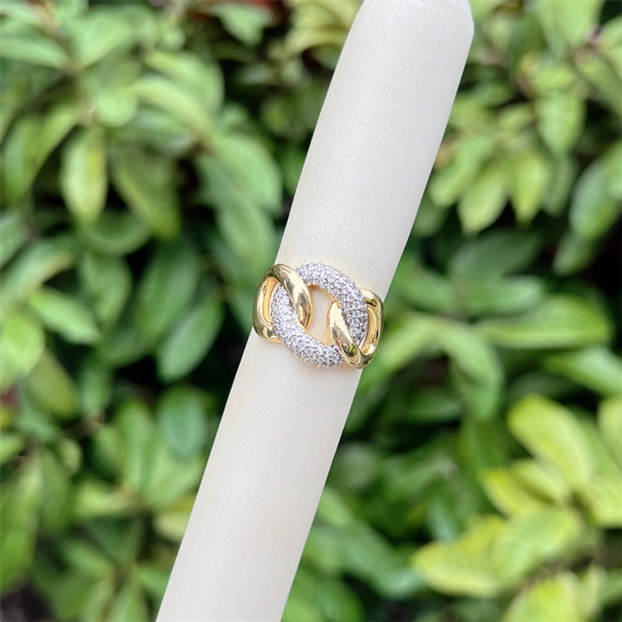 Copper 18K Gold Plated Geometric Zircon Open Rings