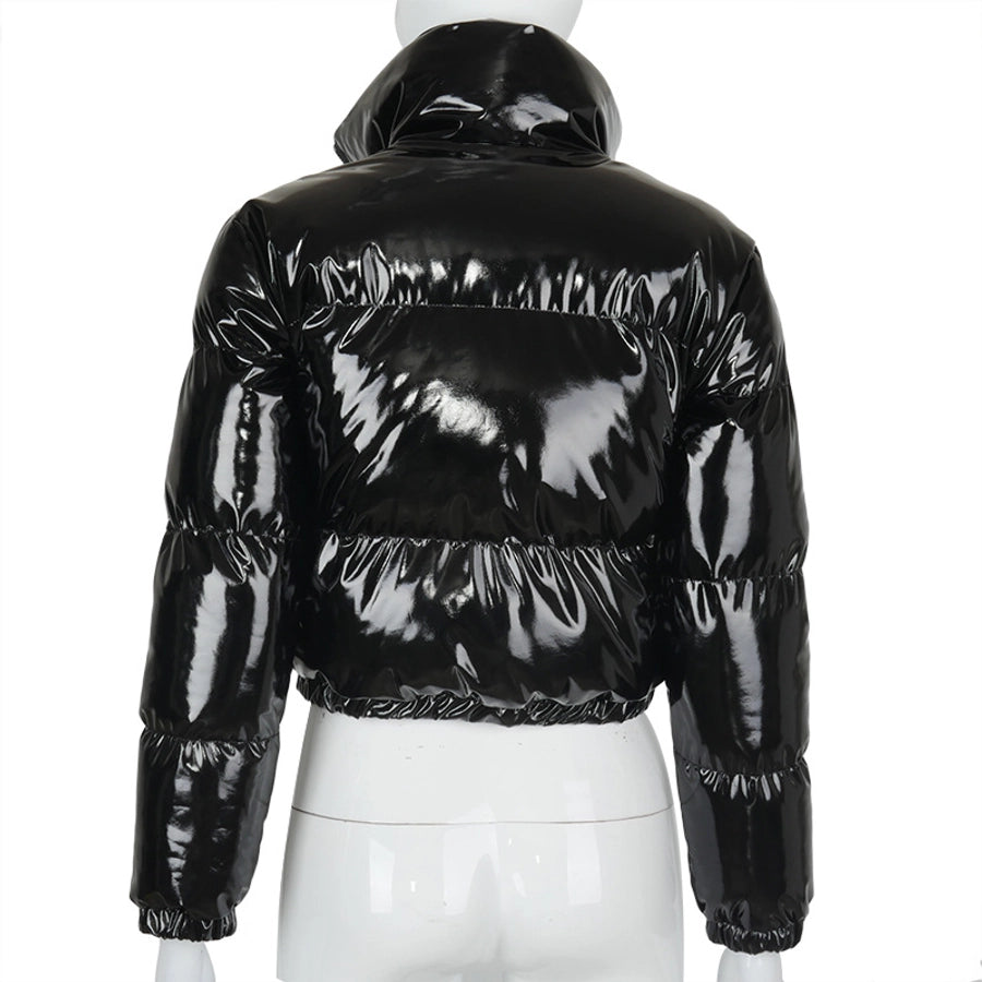 Women's Streetwear Solid Color Zipper Coat cotton clothes