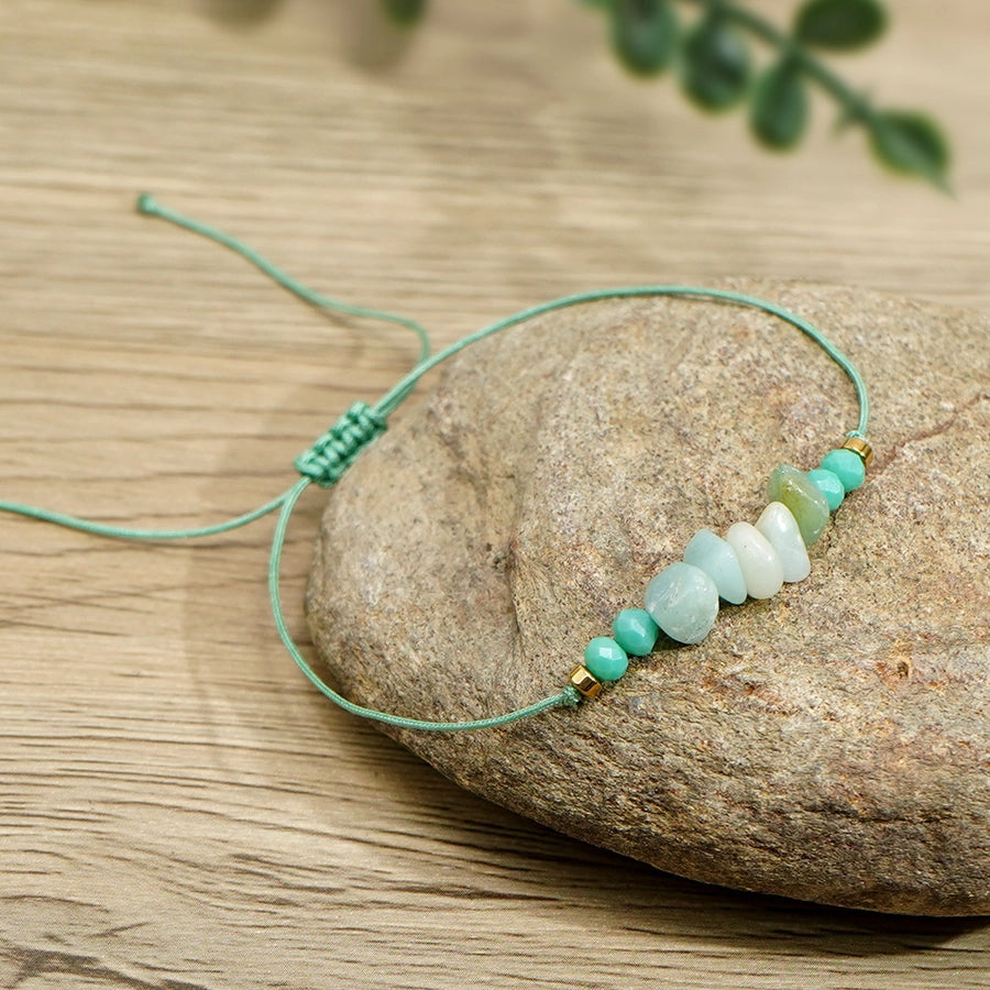 Bohemian Irregular natural stone Wax line  String Bracelets