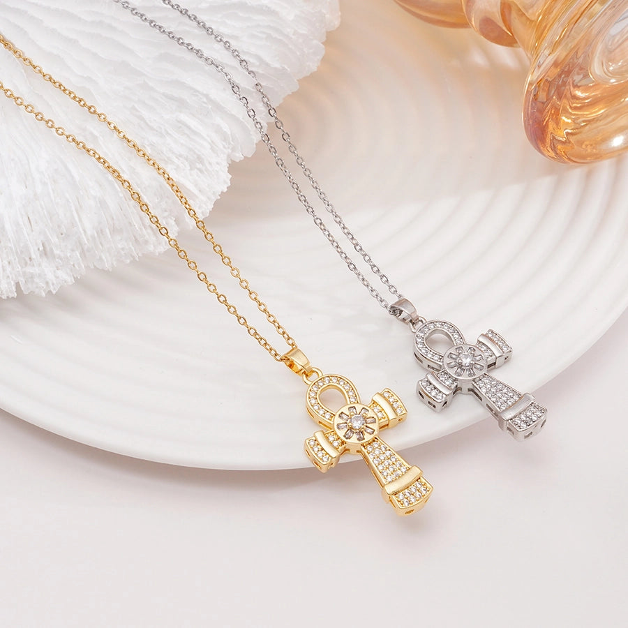Jewelry Glam Lady Sexy Cross 304 Stainless Steel Copper Necklace