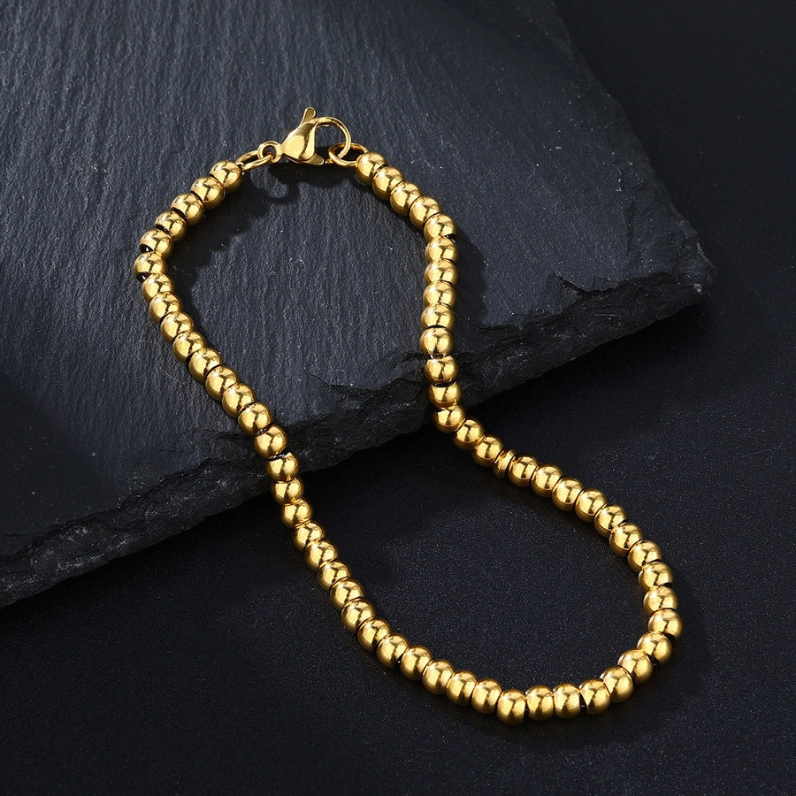 Casual Circle 304 Stainless Steel 18K Gold Plated ball chain Bracelets In Bulk Stainless Steel Bracelets