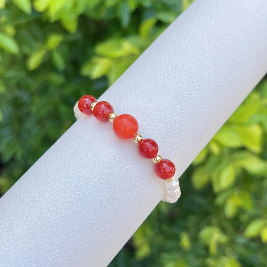 Nordic Style Round Zircon Imitation Pearl opal Copper Beaded Bracelets