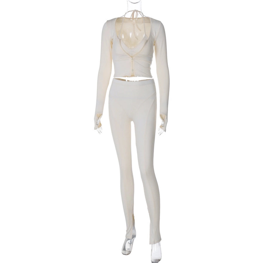 Banquet Daily Women's Elegant Solid Color Spandex Polyester Pants Sets Pants Sets