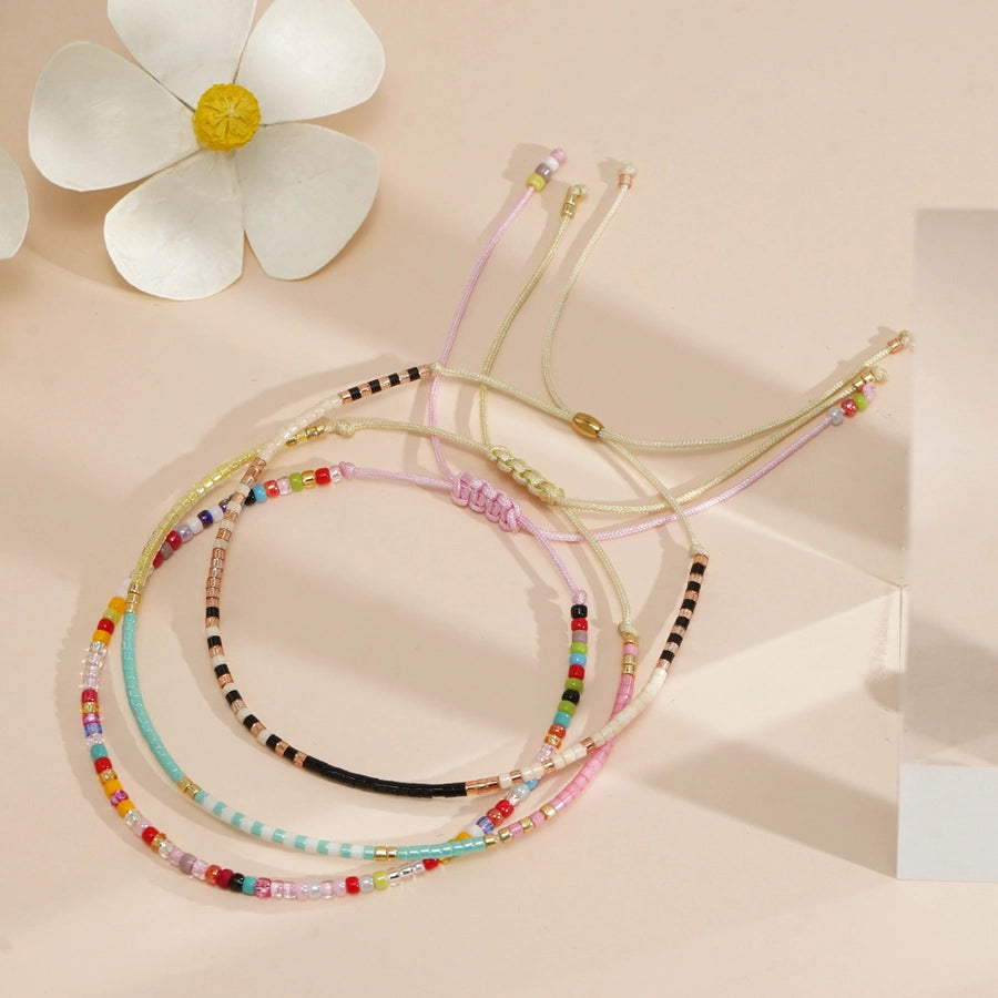 Bohemian Round Seed Bead Wax line Copper  Beaded Bracelets