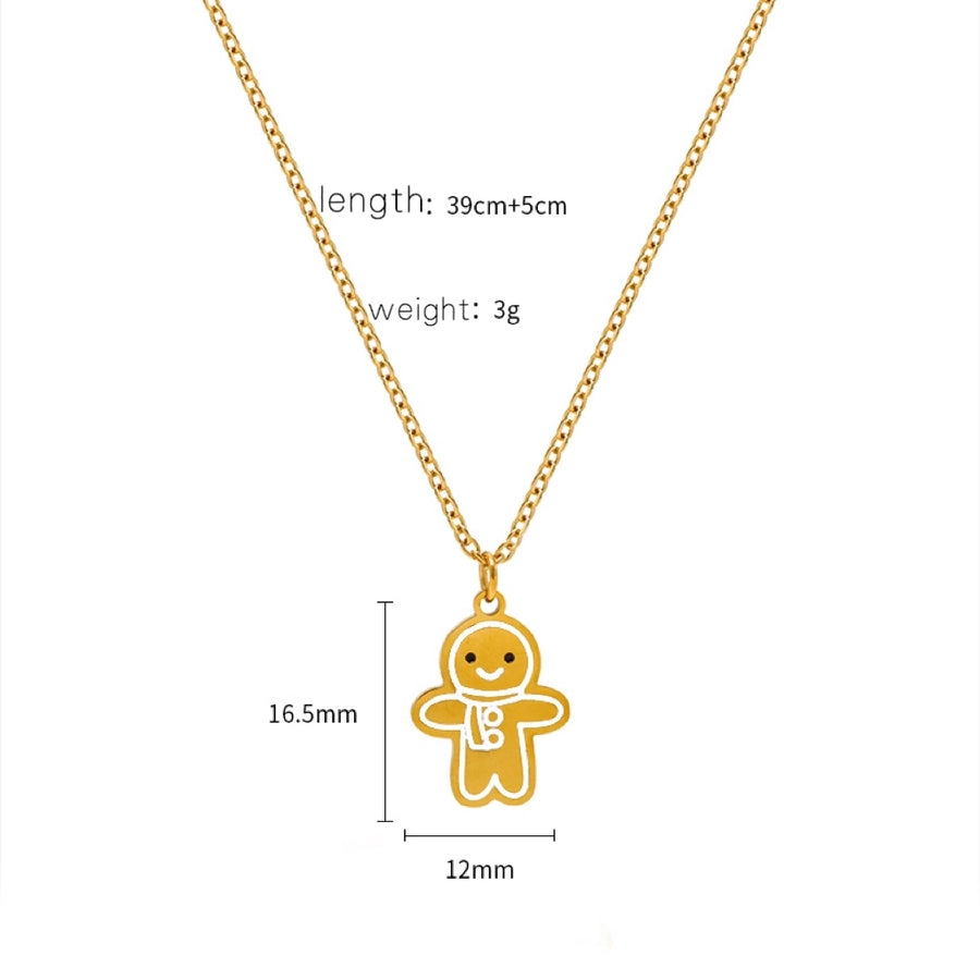 Jewelry Cute Christmas Hat Christmas Tree Christmas Socks Titanium Steel 18K Gold Plated Plating Pendant Necklace