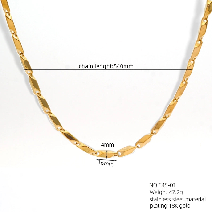 Jewelry Casual Classic Style Rhombus Argyle 304 Stainless Steel 18K Gold Plated Necklace