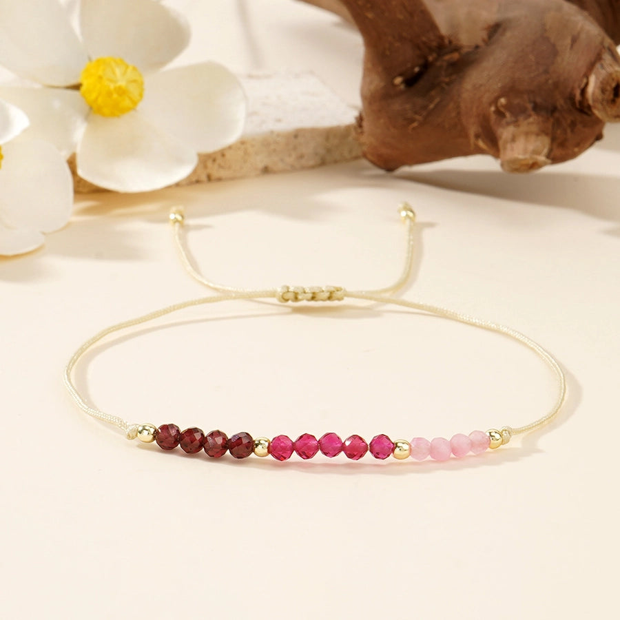 Bohemian Round natural stone Wax line Copper  String Bracelets