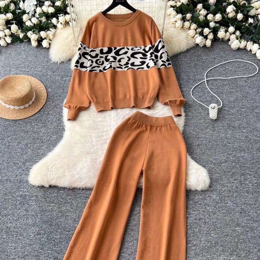 Daily Women's Casual Leopard Polyester Pants Sets Pants Sets