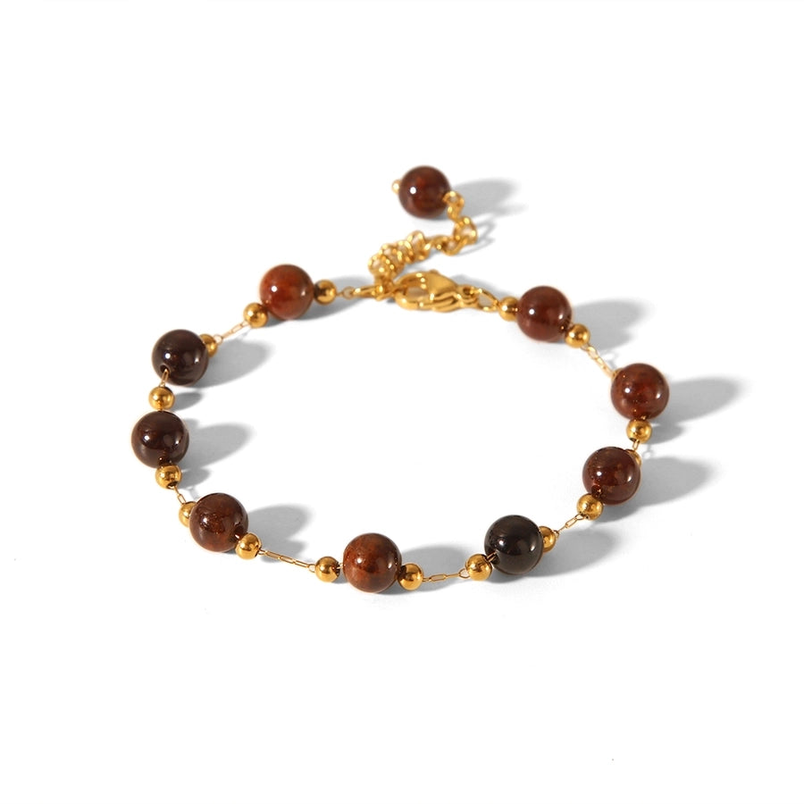 Chinoiserie Modern Style Korean Style Geometric 201 Stainless Steel natural stone Bracelets In Bulk Natural Stone Bracelet