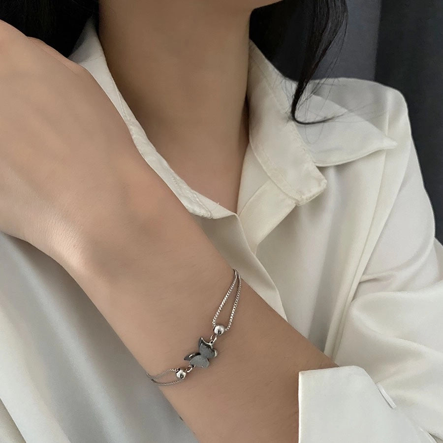 Casual Lady Simple Style Butterfly Titanium Steel box chain Bracelets In Bulk Stainless Steel Bracelets