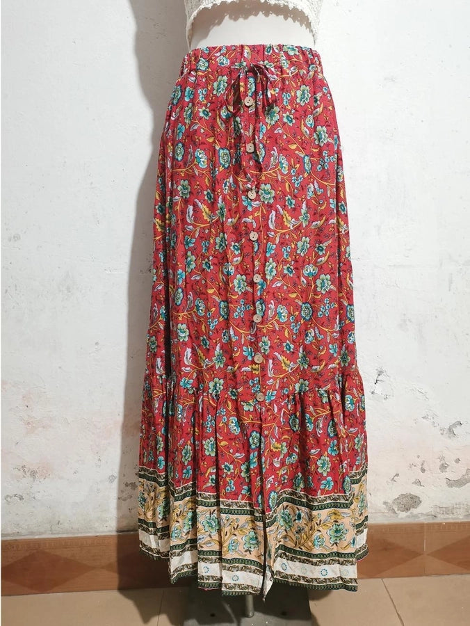 Summer Vacation Printing Polyester Maxi Long Dress Skirts