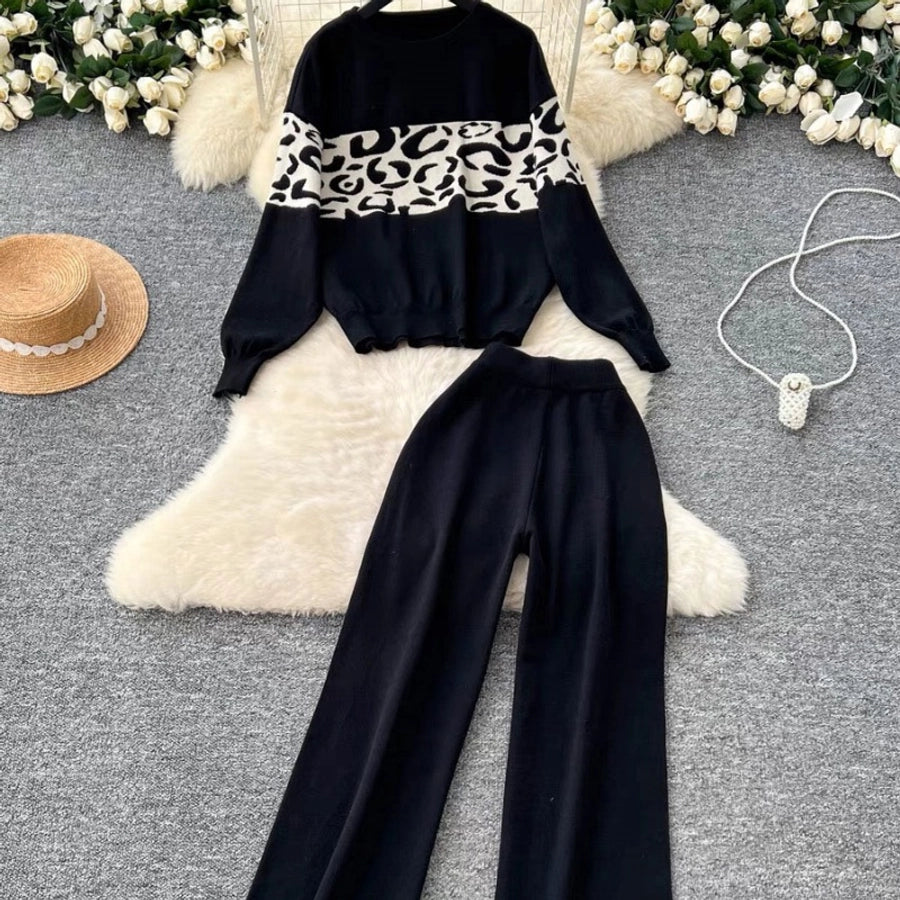 Daily Women's Casual Leopard Polyester Pants Sets Pants Sets