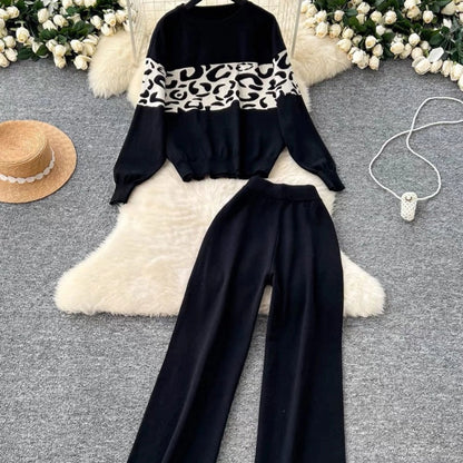 Daily Women's Casual Leopard Polyester Pants Sets Pants Sets