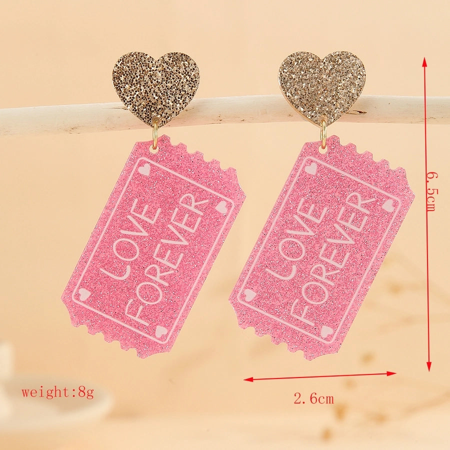 1 Pair Cute Exaggerated Double Heart Heart Shape Asymmetrical Irregular Handmade Arylic Drop Earrings