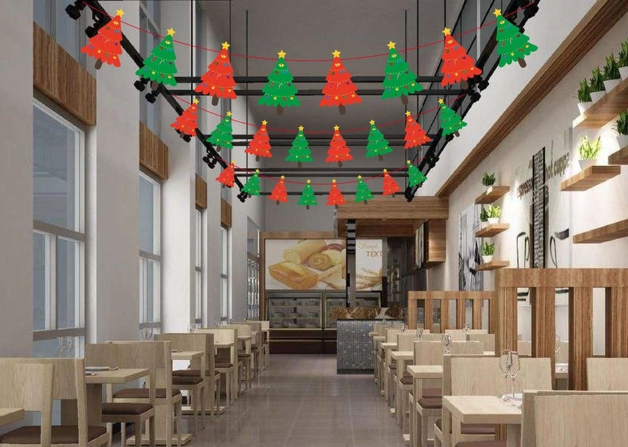 Christmas Paper Flag Christmas Window Hotel Scene Decoration Flag  Santa Claus Flag