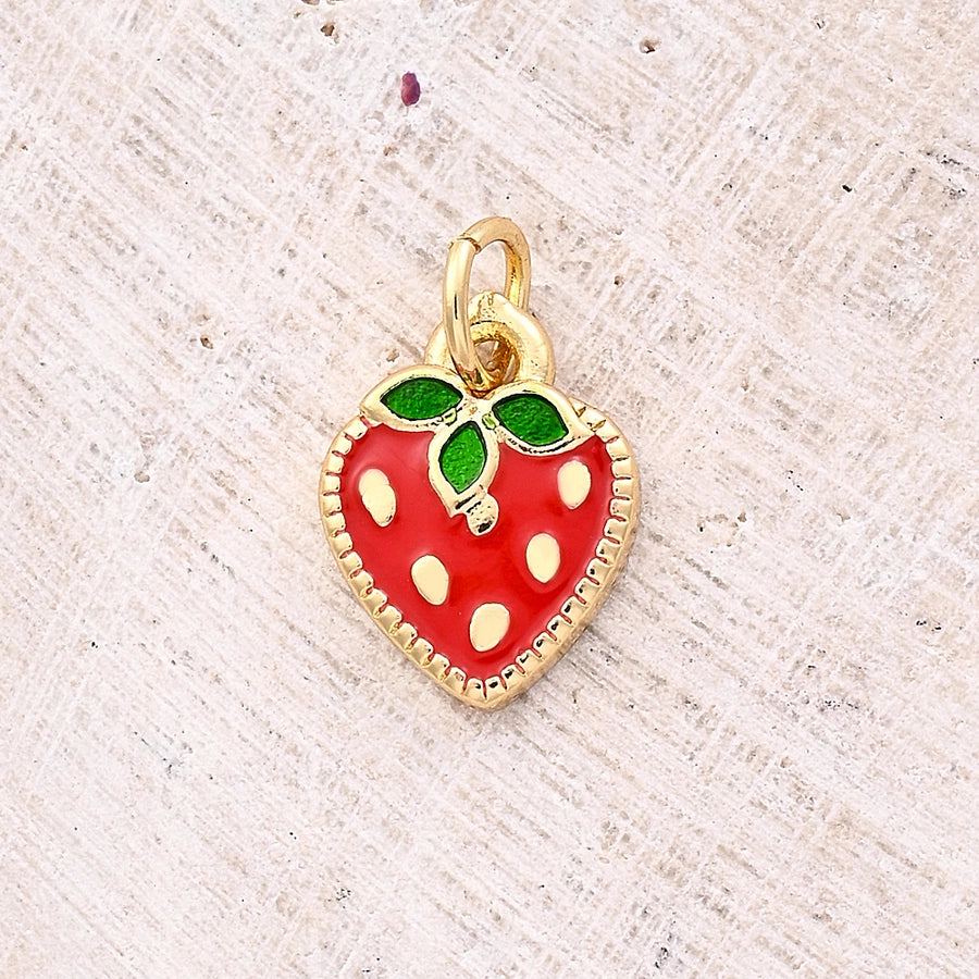 1 Pc/Package 11.5x10mm 12x9mm 13.5x11.5mm Hole 3~3.9mm Copper Zircon 18K Gold Plated Cherry Apple Strawberry Polished Pendant Jewelry Accessories