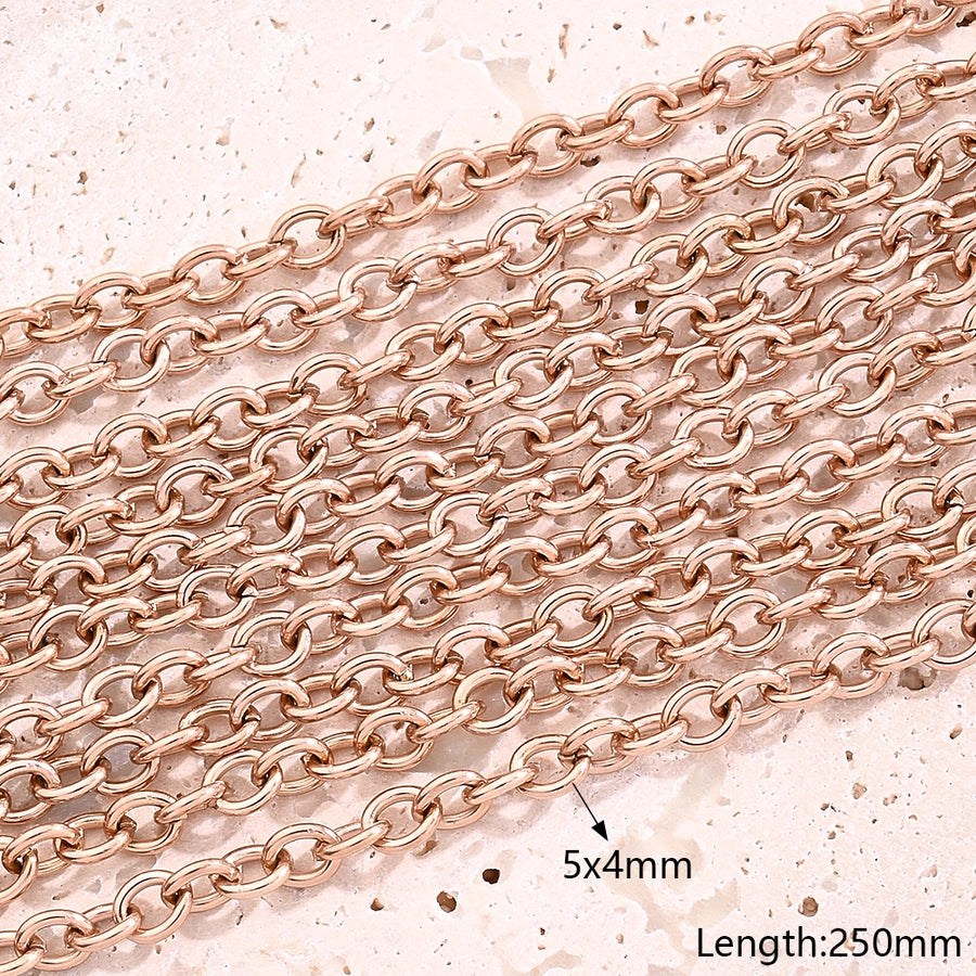 5 Strands/Package 304 Stainless Steel 18K Gold Plated Cuban Link Chain Curb Chain cable chain Polished Length: 210mm Length:230+50mm Length: 250mm Jewelry Accessories